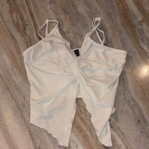 SHEIN White Twist Front Crop Top